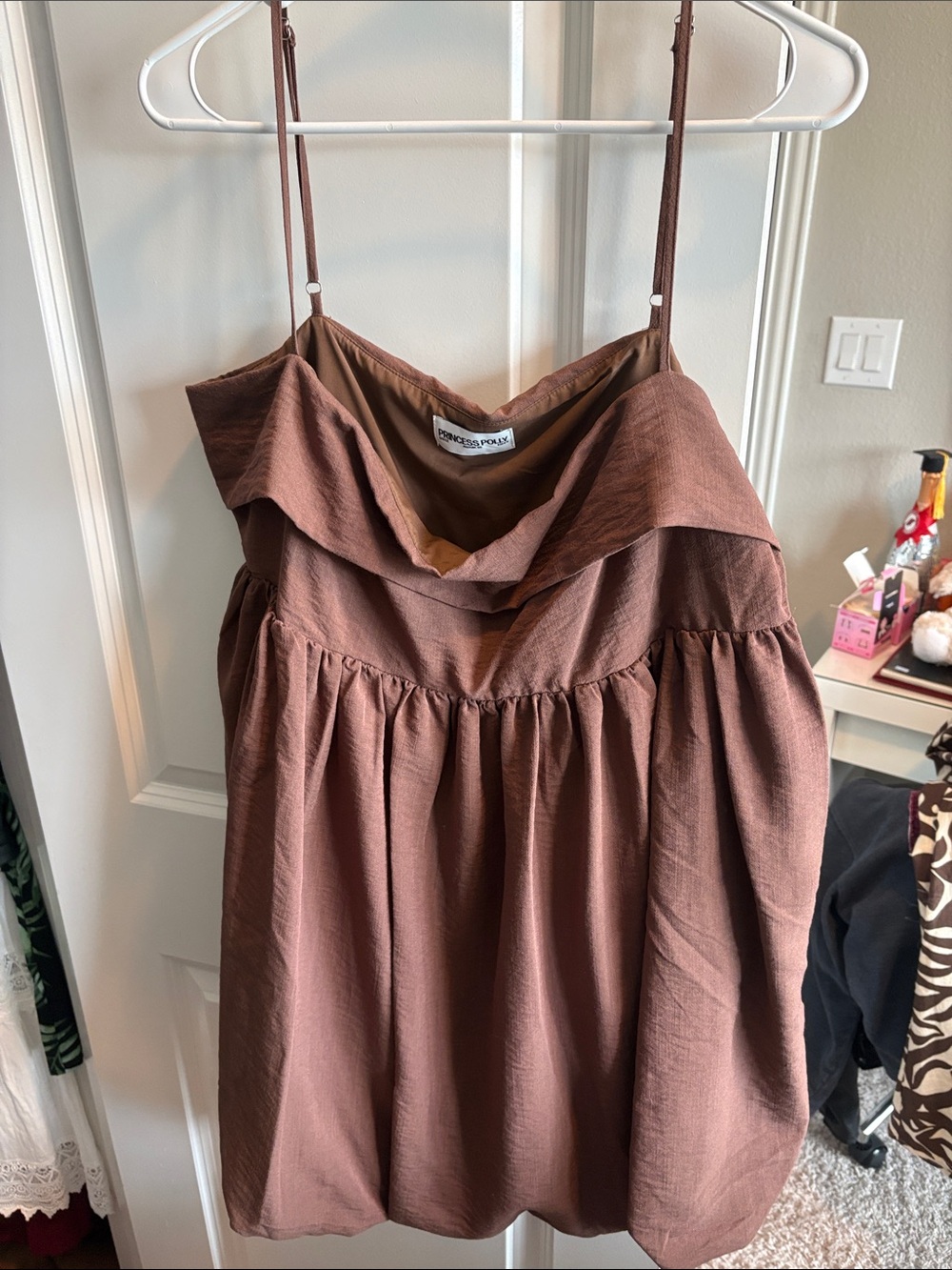 Princess Polly Brown Cowl-Neck Mini Dress